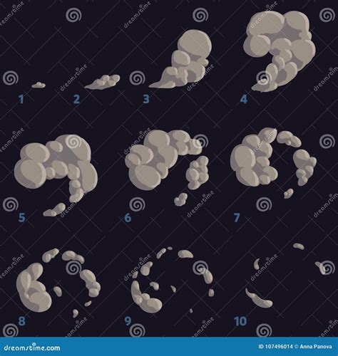 smoke sprite effect cartoon dust cloud game animation asset steam blast  fog dissipation