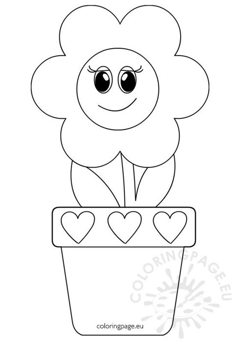 flower  smiling face  flower pot coloring page
