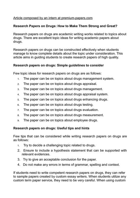research paper topics related  drugs extract  sample  war