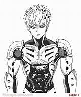 Punch Genos Saitama sketch template