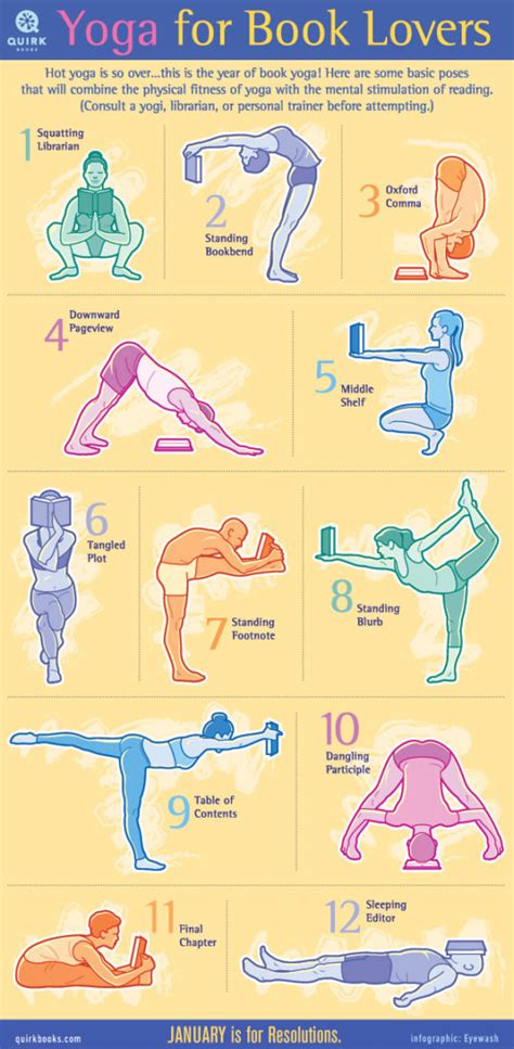 yoga poses  book lovers infographic book lovers book lover