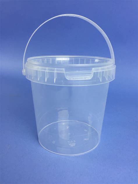 clear  litre bucket  plastic handle tamper evident neck bristol plastic containers
