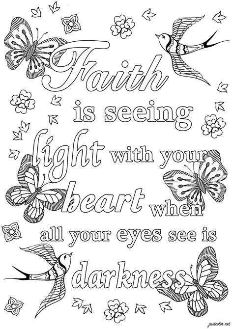 printable adult coloring pages quotes faith  darkness