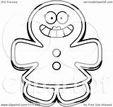 Mascot Gingerbread Grinning Woman Happy Clipart Cartoon Thoman Cory Outlined Coloring Vector 2021 sketch template