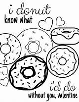 Coloring Valentine Valentines Pages Donuts Donut Pdf Kids sketch template