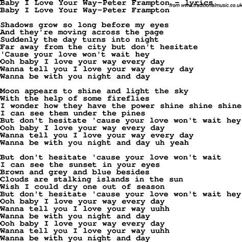 love song lyrics forbaby  love   peter frampton