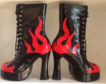 unique flame boots related items etsy
