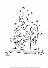 Maman Enfants Fête Meres Coloriages Calin sketch template
