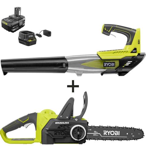 Ryobi One 18v Brushless 12 In Cordless Battery Chainsaw And Leaf
