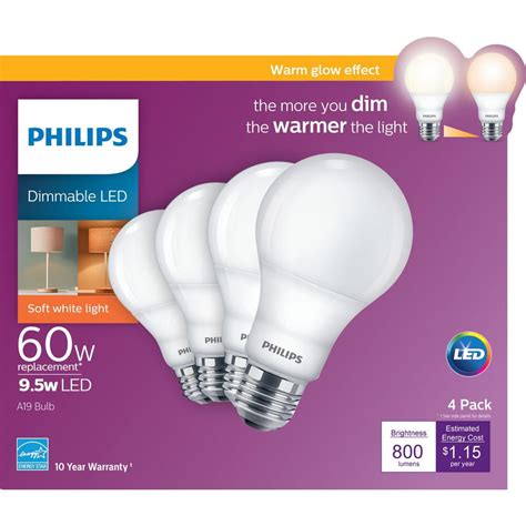 philips  watt equivalent  dimmable  warm glow dimming effect