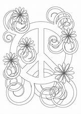 Coloring Pages Printable Peace Sign Adult Flower Sheets Simple Buzzle Symbol Hippie Color Kids Attractive Books sketch template