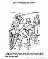 Fishers Men Jesus Coloring Pages Bible Andrew Simon Printable Fishermen Teaches Printables Testament sketch template