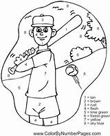 Number Color Sports Coloring Pages Worksheets Baseball Worksheeto Via sketch template
