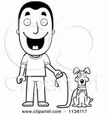 Walk Ready Dog Happy Man His Clipart Cory Thoman Outlined Coloring Cartoon Vector 2021 sketch template