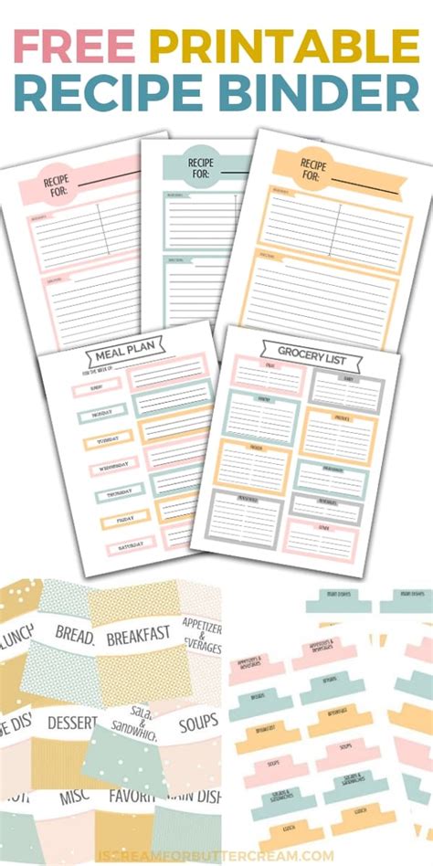 recipe binder printables  scream  buttercream