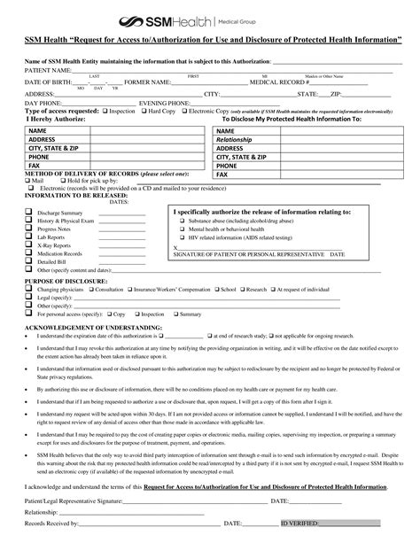 personal medical records release form templates