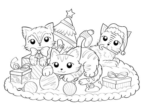printable christmas cat coloring page    https