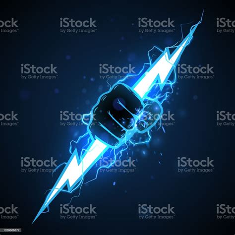Fist With Blue Lightning Illustration Stock Illustration Download
