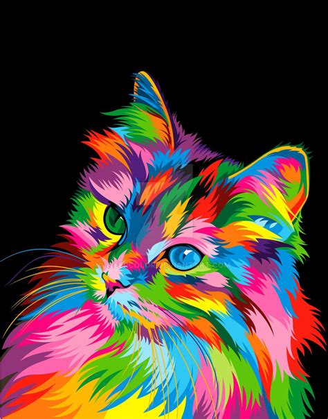 cute cat colorful vector  weercolor  deviantart