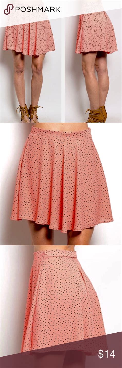 Charlotte Russe Salmon Pink Dot Print Mini Skirt Charlotte Russe Salmon