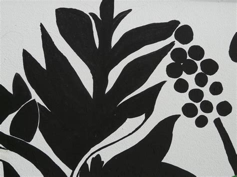 gambar abstrak hitam  putih menanam daun bunga pola satu