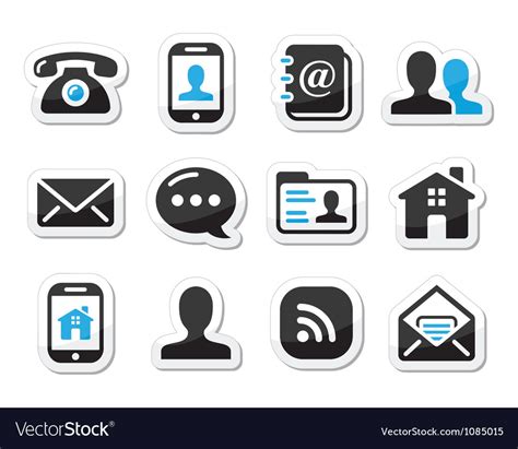 contact icons set  labels mobile user email vector image