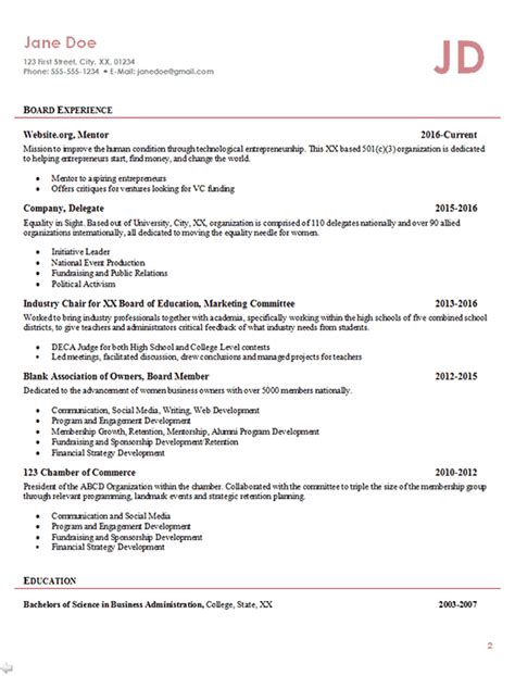 entrepreneur resume  business owner founder