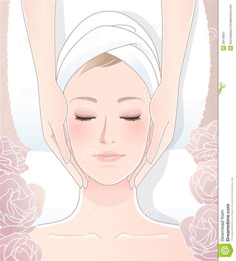 beautiful woman receiving facial massage stock vector image 28116857