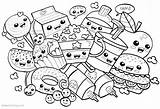 Coloring Food Pages Cute Printable Snacks Many Kawaii Color Kids Adults Print Cool sketch template