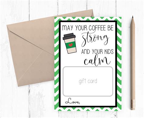 school starbucks teacher gift card printable instant etsy