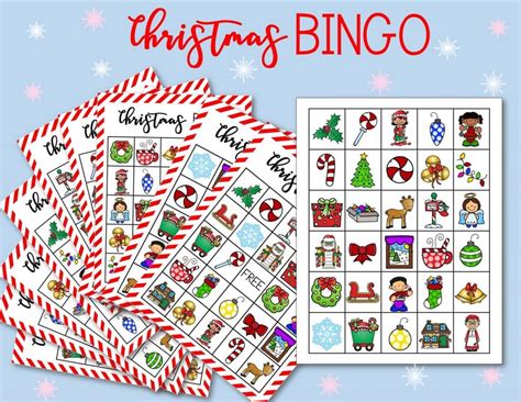 printable christmas bingo cards  kids classrooms happy
