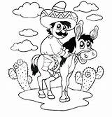 Coloring Pages Mexican Mexico Boy Donkey Sitting Man Printable Drawing Getcolorings Getdrawings Color sketch template
