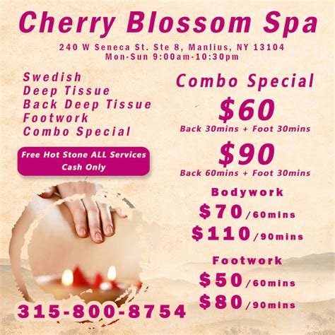 cherry blossom spa massage therapist  manlius