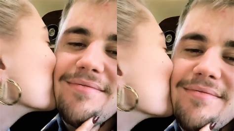 justin bieber receives sweet kisses from his wife hailey baldwin during