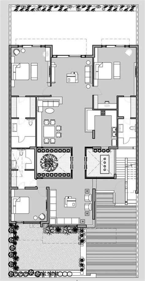 contemporary ground floor layout courtyard house house plans home design floor plans