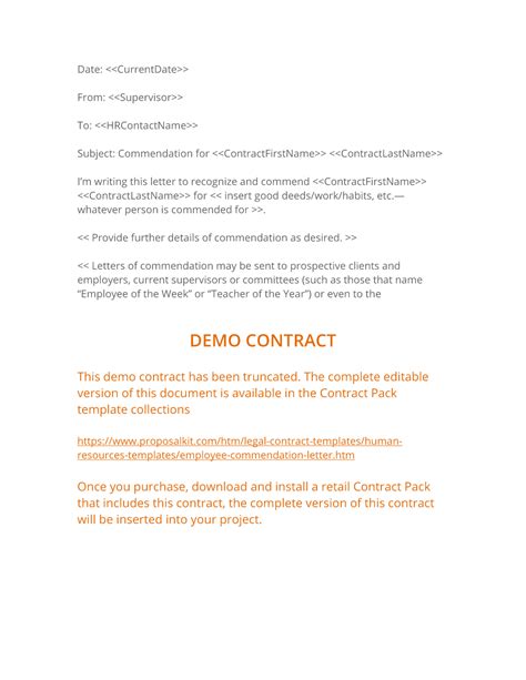 employee letter  commendation downloadable template
