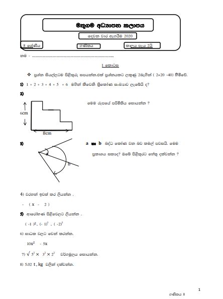 grade  mathematics  term test paper  answers