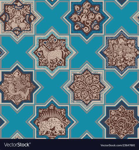 seamless pattern in the form of persian tiles vector image