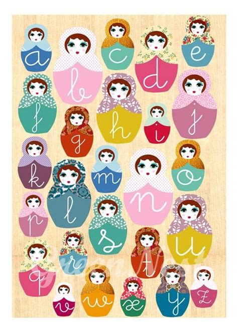learn abc with russian dolls collage poster print door