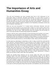 importance  arts  humanities essaydocx  importance