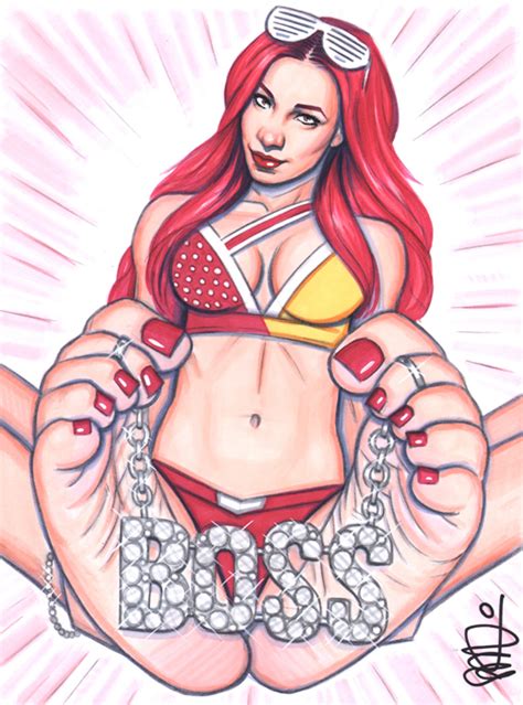 sasha banks barefoot by scottblairart on deviantart