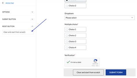 add  reset button  forms formbuilder