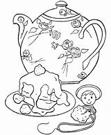 Coloring Pages Tea Party Teapot Kids Birthday Cake Print Printable Color Cup Teacup Colouring Book Parties Time Princess Decorative Honkingdonkey sketch template