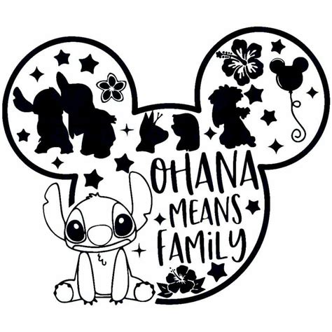 disney silhouettes mickey mouse  ohana means family