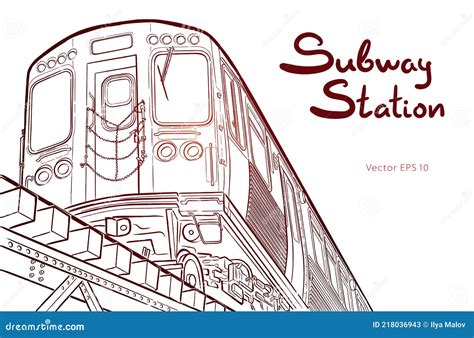 subway train hand drawn sketch vector illustration stock vector