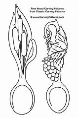 Carving Patterns Wood Spoon Spoons Pattern Welsh Cat Plans Grape Tail Printable Cattails Woodcarving Templates Woodworking Carve Carved Burning Lsirish sketch template