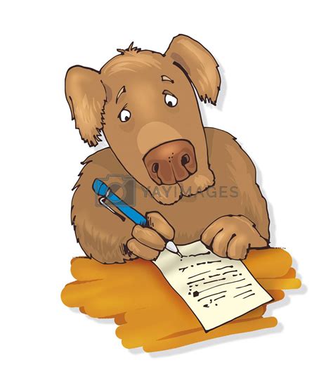 dog writing  letter  izakowski vectors illustrations