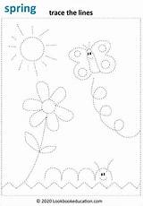 Tracing Spring Worksheets Preschool Worksheet Trace Lines Coloring Activities Flower Line Fun Writing Grade Lookbook Education Kindergarten Printable Butterfly Para sketch template