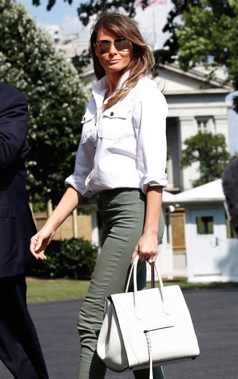 melania trump goes casual in a pair of olive green jeans