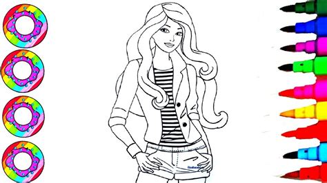 colouring drawing pages disneys barbie rockstar  blue sparkle hair